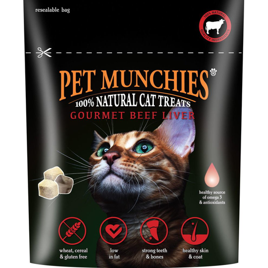 Pet Munchies 100% Gourmet Beef Liver Natural Cat Treats 10g (Pack of 8)