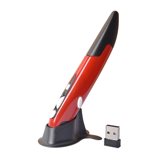 Stylet de Souris sans Fil, usb 2.4G Plug and Play Computer Pen Mouse & Stylus Ergonomic Design Mouse for Laptop Tablet(Rouge)