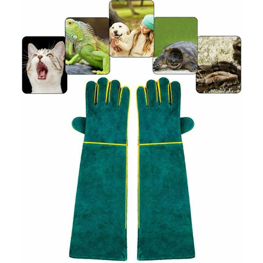 Anti-bite gloves for animal handling, safety leather work gloves for bathroom, grooming, handling dogs, cats, birds, snakes, lizards, reptiles
