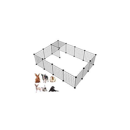 LANGXUN Metal Wire Storage Cubes Organizer, DIY Small Animal Cage for Rabbit, Guinea Pigs, Puppy | Pet Products Portable Metal Wire Yard Fence (B