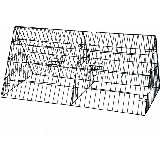 48' Metal Triangle Rabbit Guinea Pig Pet Hutch Run Cage Playpen - Oypla