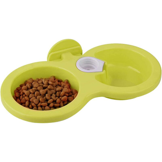 Double Pet Bowls Plastic Pet Puppy Drinking Bowl(Green)