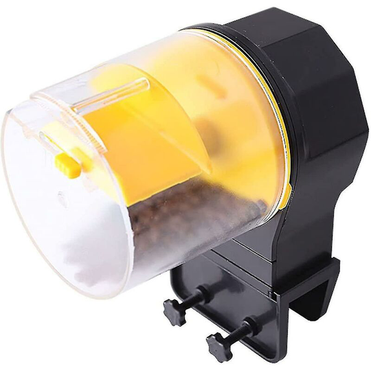 Aquarium Automatic Fish Feeder Auto Feeding Timer Moisture-Proof Feeder with Feeder Box (Yellow)