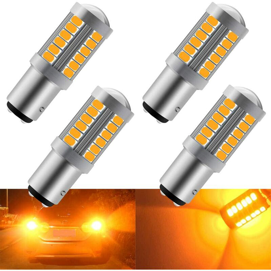 Amber 1157 BA15D P21/5W 5630 33SMD Car Canbus led Bulbs 900LM Super Bright Front and Rear Turn Signal Lights Blinker Bulbs 12-30V 3.6W(4pcs)