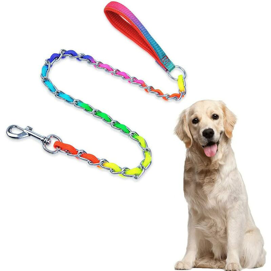 Litzee - Dog Leash Chain, Dog Leash, Dog Chain Leash, Dog Leash with Chain, Useful Colorful Nylon Anti-Bite Rope Training Chain for Medium/Small Dogs