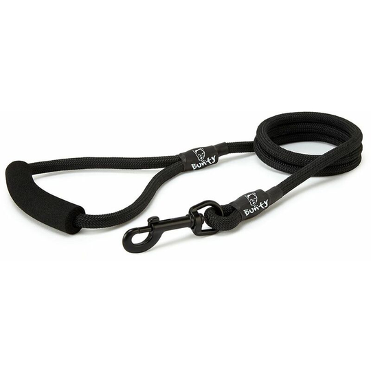 Strong Nylon Rope Dog Puppy Pet Lead Leash with Clip for Collar Harness - Black - Large - Bunty