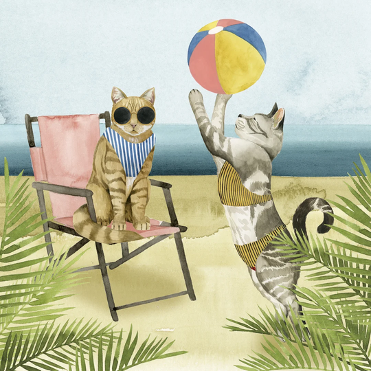 Coastal Kitties I by Grace Popp - Wrapped Canvas Painting Print