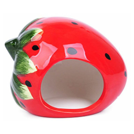 Cute Ceramic Strawberry Hamster House for Chinchilla Hamster
