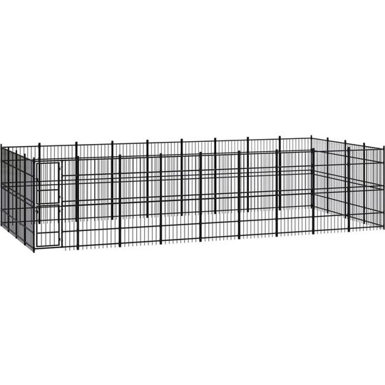 Outdoor Dog Kennel Steel 33.18 m² Vidaxl Black