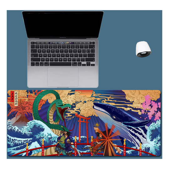 Gaming mouse pad, non-slip rubber base soft fabric mouse pad, Japanese style mouse pad with 27 scenes of Ukiyo-e (Japanese style 17, 300*800*3) - Muff