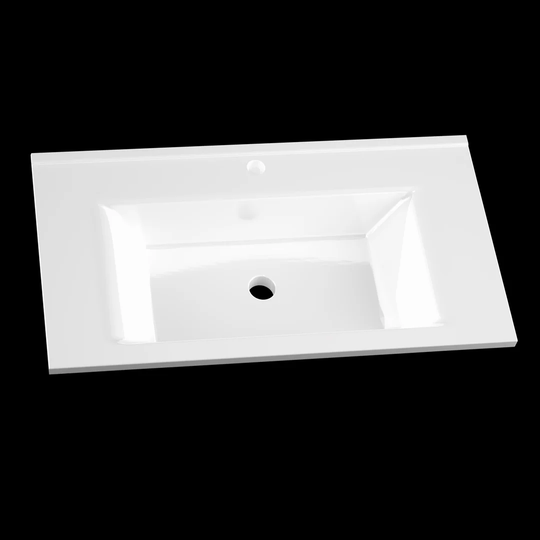 Kimberley White Ceramic Rectangular Semi-Recessed Basin with Overflow