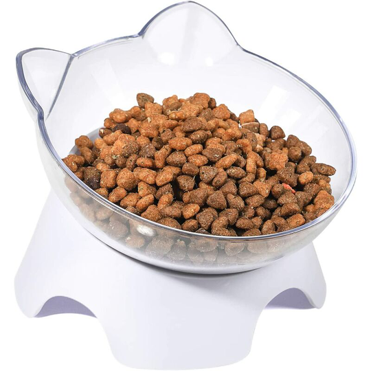 Cat Bowl, Spill-Proof Tilting Cat Food Bowl, Elevated Cat Bowl for Whisker Strain, Cat and Puppy Set, Cat Bowl Holds About 1 Cup Pet Food