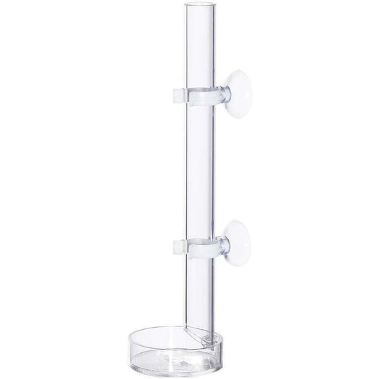 Transparent feeding tube with tray for fish shrimp food, feeder hose with 2 suction cups for aquarium, length 20 cm