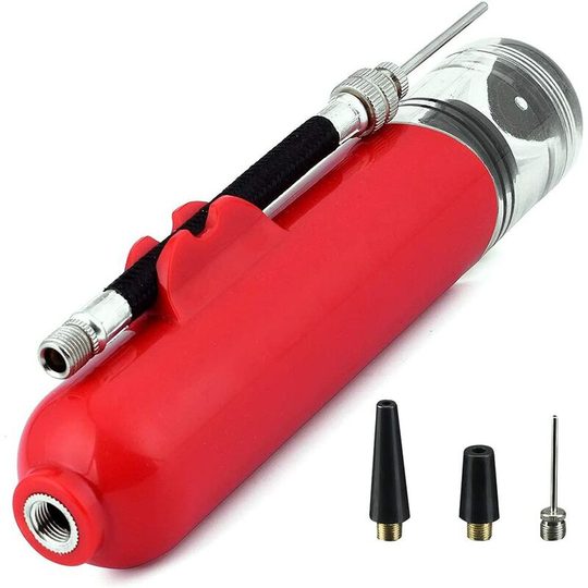 Litzee - Inflator Ball Pump, Multifunctional Ball Pump Set with Needle and 2 Nozzle for Basketball, Soccer Ball, Volleyball (Red)