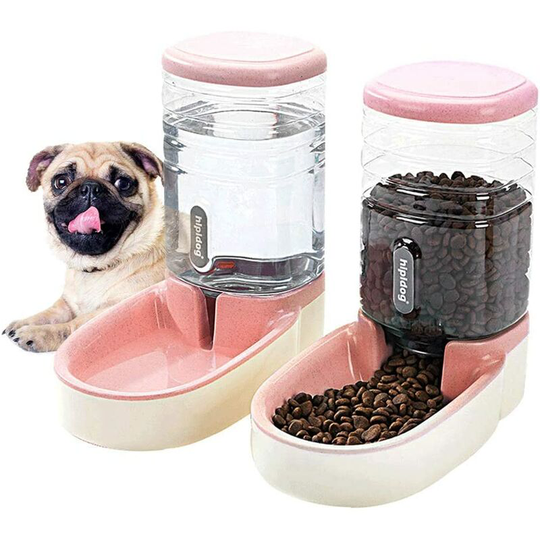 Automatic Pet Feeder Small and Medium Animals Automatic Feeder and Drinker 3.8L-Pink