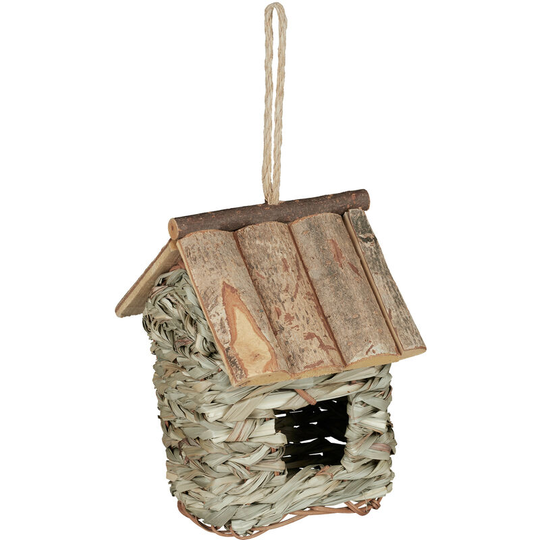 Relaxdays - Bird Nest, For Hanging, Balcony, Terrace, Garden, Wood, Straw, h x w x d: 20 x 13.5 x 16 cm, Natural