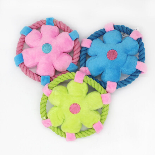 3 pcs pet supplies cotton rope frisbee tricolor throw pot dog training throw toy 14 * 14cm