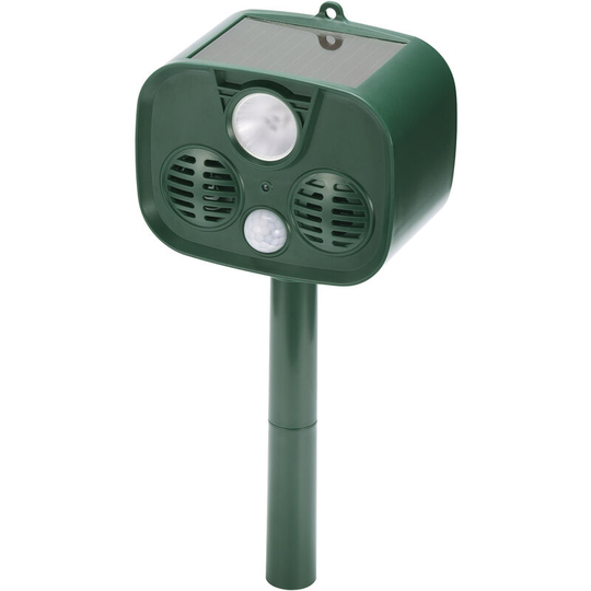 Asupermall - Ultrasonic Alarm Animal Repeller led Flashing Light Motion Activated Solar Powered Outdoor 120dB Alarming Pest Repellent Waterproof