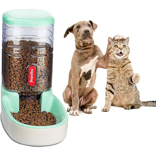 3.8L Automatic Kibble Dispenser, Automatic Feeders and Waterers Accessories, Travel Feeder and Water Dispenser for Cats, Dogs, Rabbits, Pets (Green)