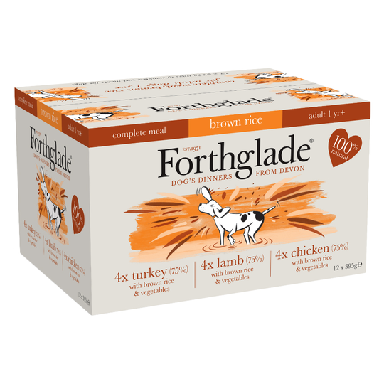 Forthglade Complete Meal Adult Dog - Brown Rice Mixed Pack - 12 x 395g