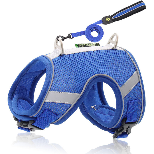 MUFF Dog chest harness leash reflective breathable puppy dog leash S Blue