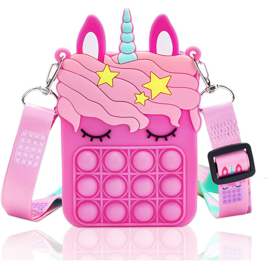 Small Pop Purse, Unicorn Pop Purse for Girl and Women Pop Bag with Unicorn Pop Toy