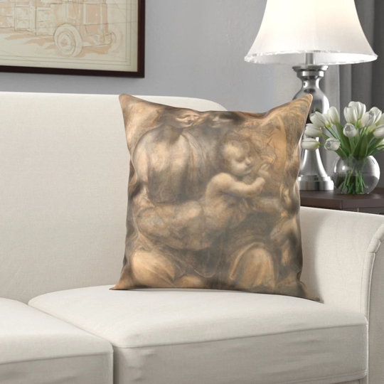 The Burlington House Cartoon - Leonardo da Vinci - National Gallery Cushion