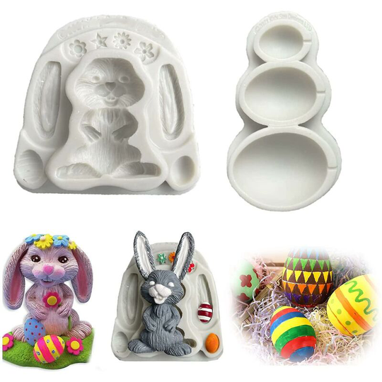 Thsinde - 2 Pcs Easter Rabbit & Egg Shaped Mold - 3d Bunny Egg Soap Jello Shapes Silicone Mold,diy Easter Silicone Molds