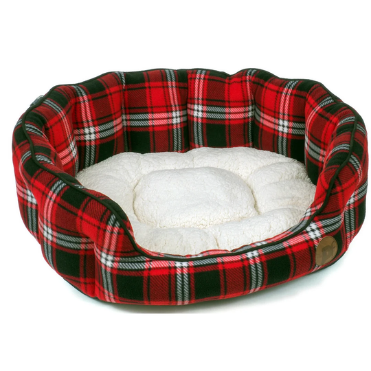 Rollo Check Bolster Cushion in Red/Black