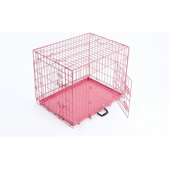 Foldable Pink Metal Dog Puppy Cage Crate in 4 Sizes (24' Pink Cage)