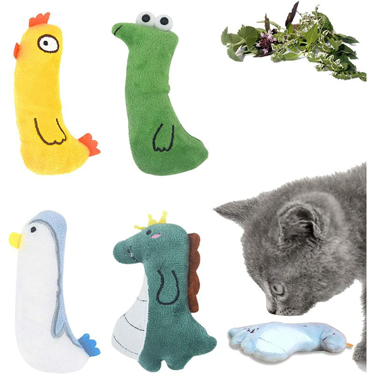 Catnip Plush Toy, Cat Plush Toy, Cat Plush Toy, Cat Toy Plush Toy, Interactive Catnip Toy for Cleaning Teeth Indoor Cat Chew Toys-4PCS