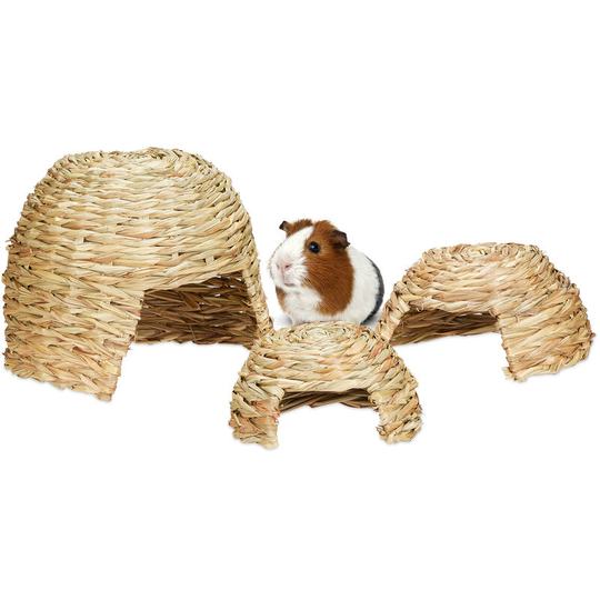 Rabbit Toy, Set of 3 Pieces, Guinea Pig and Hamsters, Natural Brown - Relaxdays