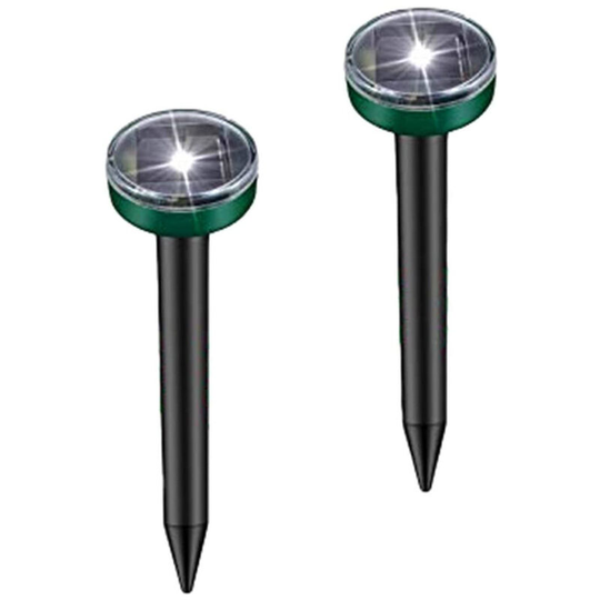 Thsinde - Ultrasonic Solar led Mole Repeller Set of 2, Solar Mouse Repeller, Anti Mole Repeller Snakes - Lawn, Farm (Green Round Trumpet with Light)