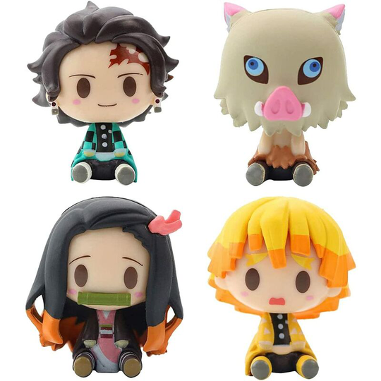 4 Styles Demon Slayer Anime Cake Topper Figurines, pvc Model Dolls q Version Zenitsu Nezuko Inosuke Action Figure Statues