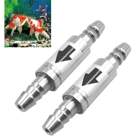 Perle Rare - 2 Pieces Stainless Steel One Way Check Valve Backflow Preventer CO2 Line 2/4 mm Regulator Diffuser Tube in Aquarium System