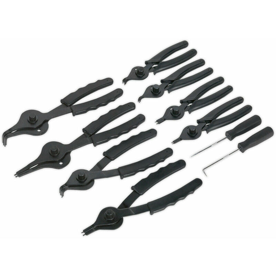 10 Piece Internal External Circlip Pliers Set - Heat Treated Steel - Vinyl Grips