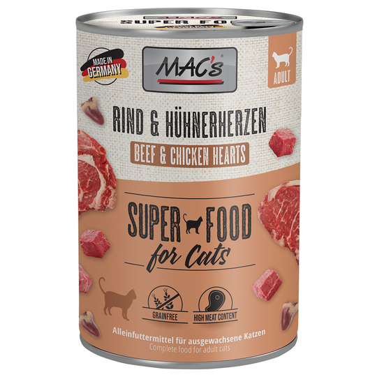 MAC's Cat 6 x 400g - Beef & Chicken Hearts