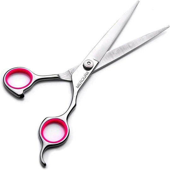 Dog Grooming Scissors, Stainless Steel Grooming Scissors, Curved Blade, Grommet Scissors, Dog Cat Grooming Scissors/Curved Scissors - Powder - 7'