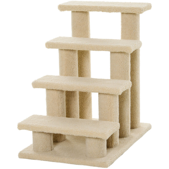 Dog Steps for Bed 4 Step Pet Stairs for Sofa Dog Cat Climb Ladder Brown - Brown - Pawhut