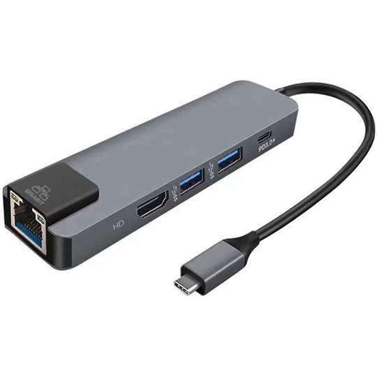 Asupermall - 5-IN-1 usb c Hub Type-C Docking Station Multiport Adapter with 4K hd RJ45 Ethernet usb 3.0 pd Charging Port Compatible with MacBook