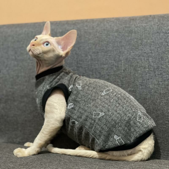 Hairless cat clothes thick fall and winter cotton warm baby fabric thickened Devon Bills Sphinx cat clothes m (chest 30', neck 18', back 29' suitable