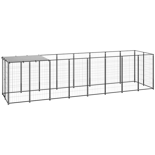 Dog Kennel Black 4.84 m² Steel Vidaxl Black