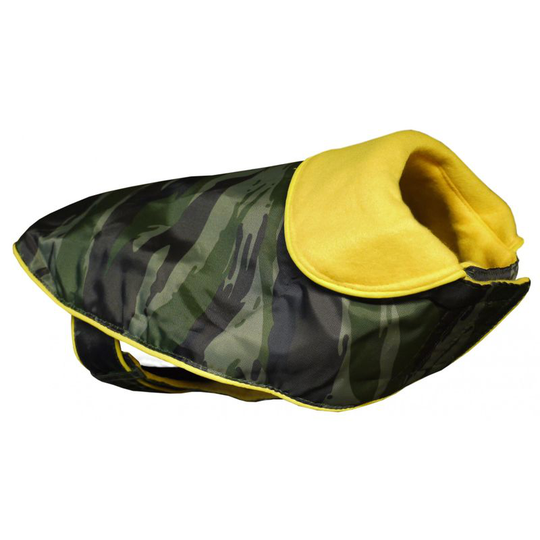 Glitter Dog Raincoat With Fleece Lining (10in) (Khaki/Yellow) - Khaki/Yellow - Vital Pet Products