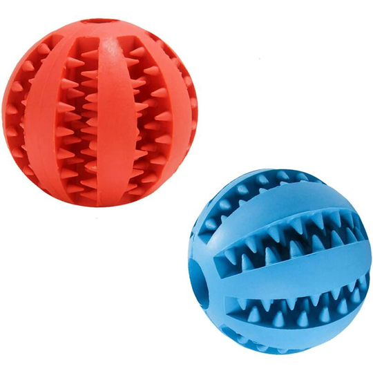 Soekavia - Dog Toy Ball, 2 Non-Toxic Rubber Candy Balls, Dog Ball for Cleaning Teeth and Puppy Games, Ball Games for Small and Medium Size Dogs and