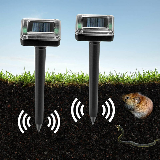 Set to reply to the solar taupe with ultrasound of 2, repellant of solar mice, repulsive anti -Vas snakes - lawn, farm (Green Square)