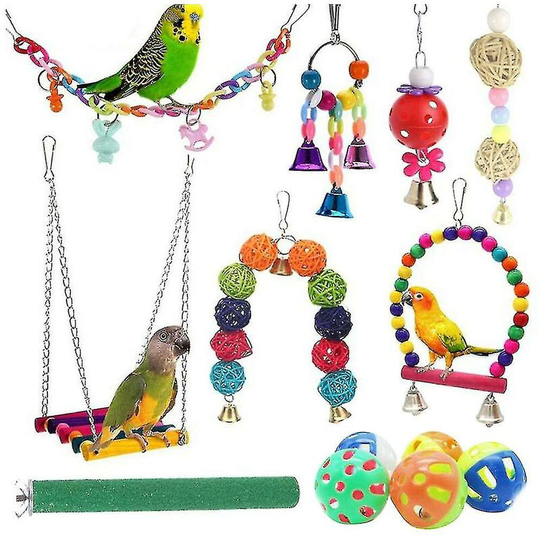 12-pack Bird Toys Parrots Cage Toys Hanging Swing Shredding Chewing Perches Parrot Toy Parrot Bite Toy Thsinde