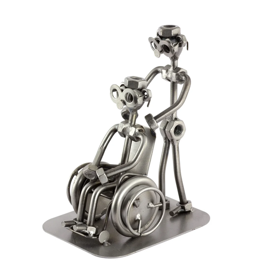 Caregiver with Wheelchair User Screw Man