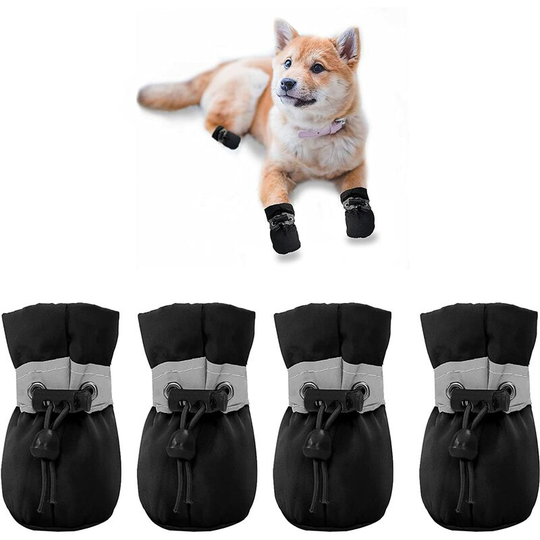 Protection of Dog Paws, 4 Pack Waterproof Dog Shoes, Suitable for Small and Medium Dogs, Black (Size:2)