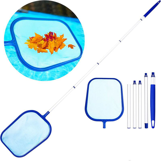 Tinor - Surface Landing Net, Leaf Skimmer with 1.2M Detachable Handle Fine Mesh Net Swimming Pool Cleaning Kit for Swimming Pool, Ponds, Fountain,