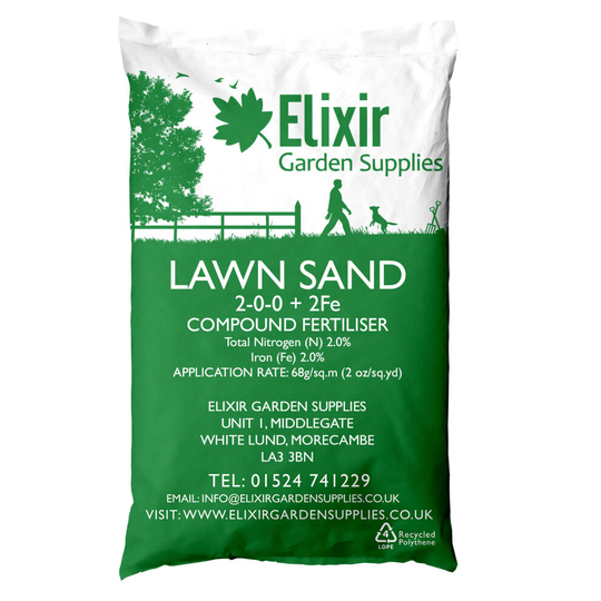(25kg) Elixir Gardens | Lawn Sand | 2-0-0+2Fe Professional Grass/Paddock Top Dressing Iron + Nitrogen Feed
